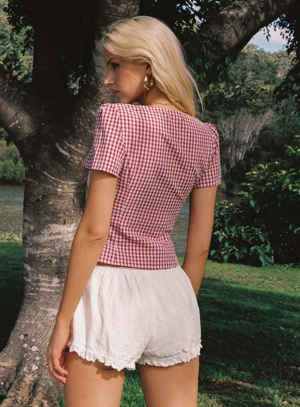 SERENA - Blusa vichy con escote en V