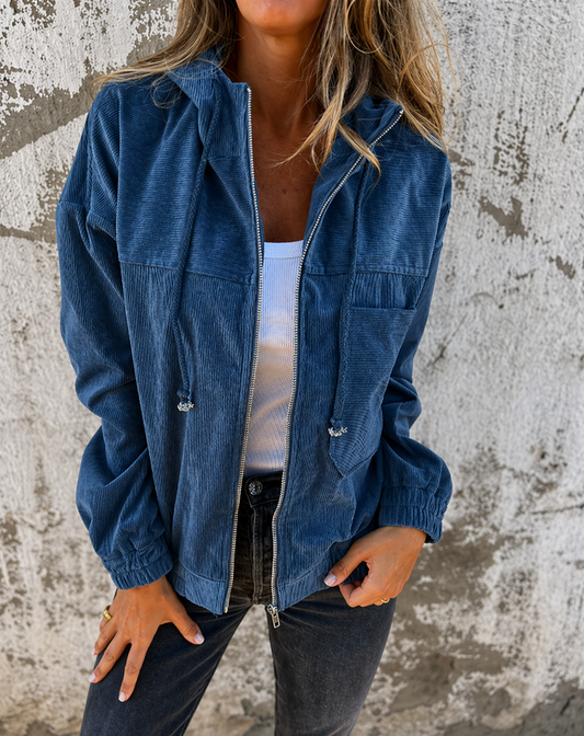 AKIRA - Chaqueta con capucha de pana con cremallera