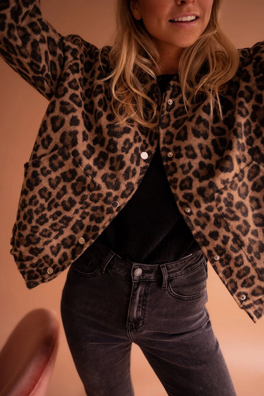 ESTELA - Chaqueta efecto leopardo oversize